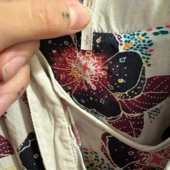 Free People Tuscan Dream Tunic Long Sleeve Off White Purple Floral Womens S - Picture 11 of 11